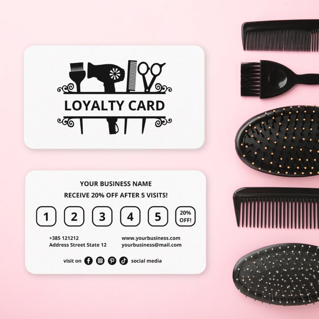Cartão de Lealdade para Cabeleireiros Modernos, Pr (Criador carregado)