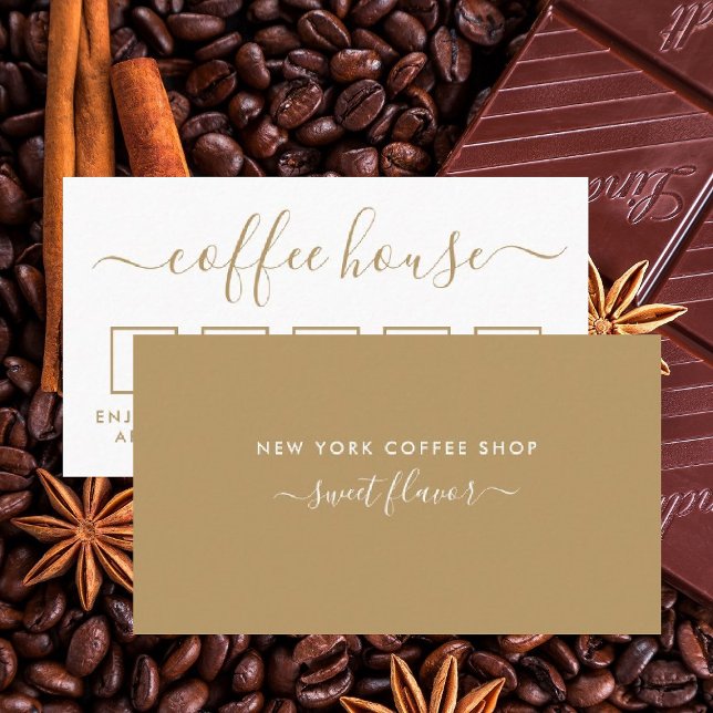 Cartão de Lealdade para Compro de Café - Dourado e (Criador carregado)