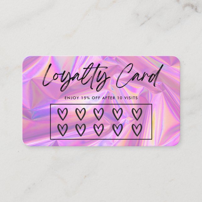 Cartão de Lealdade Personalizado de Corações Holog (Frente)