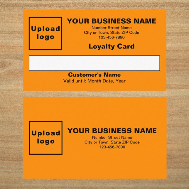 Cartão de Lealdade Plana Laranja Comercial (Front and back sides of orange color loyalty card. Loyalty card for your loyal customers.)