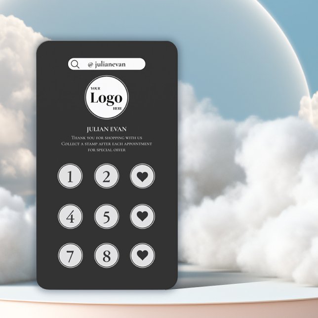 Cartão de Lealdade preto monocromático elegante (Criador carregado)