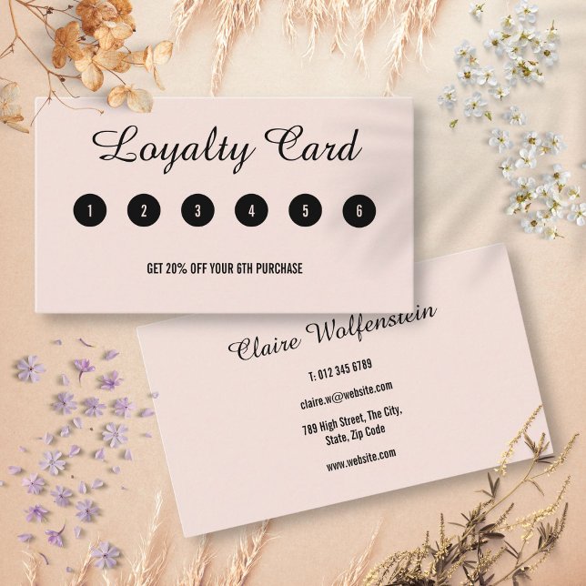 Cartão de lealdade profissional cor-de-rosa com mí (Minimalist Blush Pink Professional Loyalty Card)