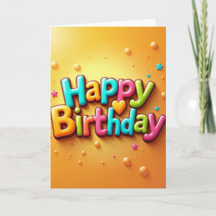 Cartão de Letras de Aniversário Brilhantes