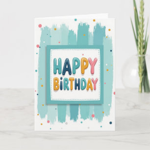 Cartão de Letras em Teal 3D Jubiloso
