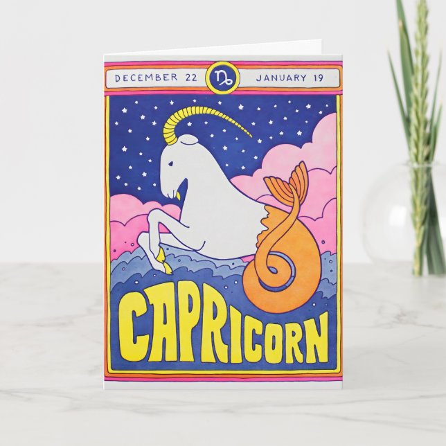 Cartão de Letterpress de Capricórnio (Frente)