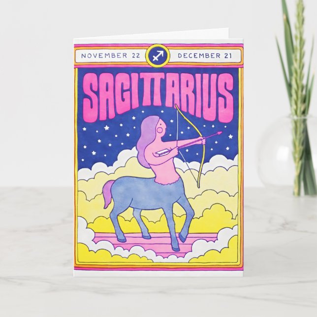 Cartão de Letterpress de Sagitário (Frente)
