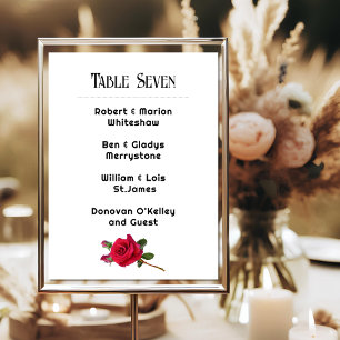 Cartão de Lista de Números de Tabela de Casamento 