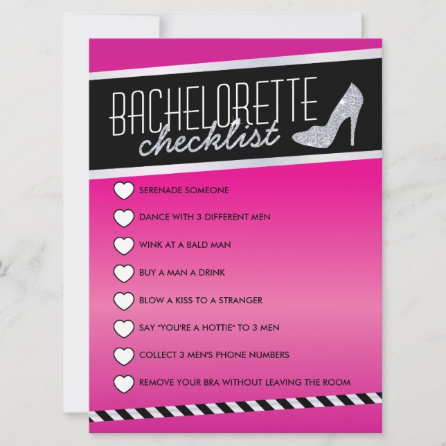 Cartão de Lista de Verificação Bachelorette Shimme (Frente)