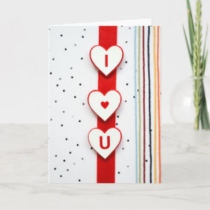 Cartão de Listras e Bolinhas I Heart U