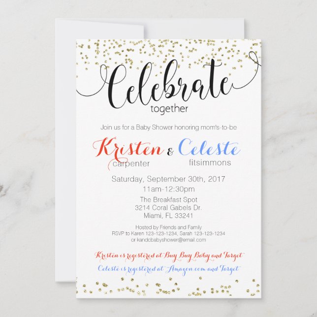 Cartão de Livro de Convite para Chás de fraldas Co (Frente)