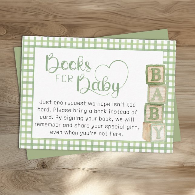 Cartão de Livros para Bebê Verde Sage para Inserir (Books for Baby Card)