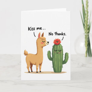 Cartão de Llama de Cacto Beije-me Sem Obrigação