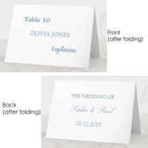 Cartão de Local Azul De Casamento Com Convidado In