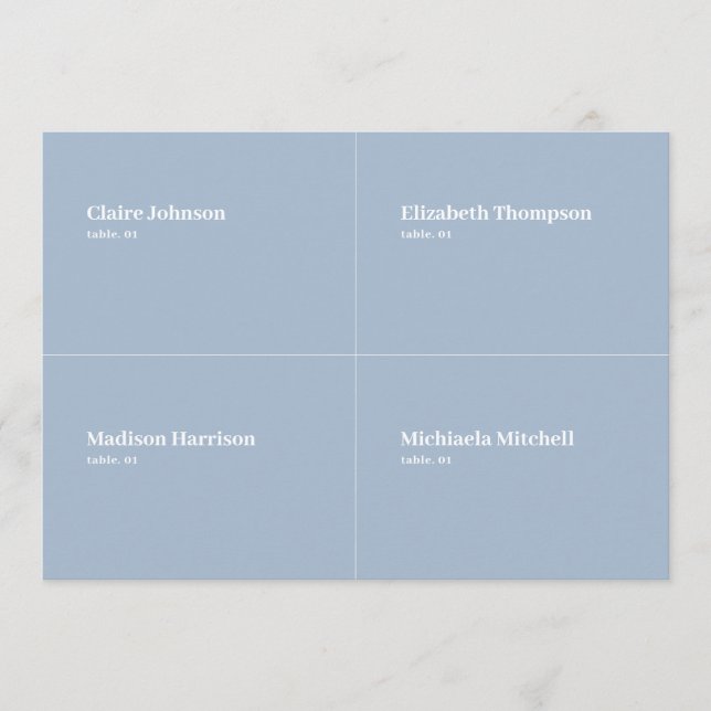 Cartão de Local de Casamento Azul Dusty DIY (Frente)