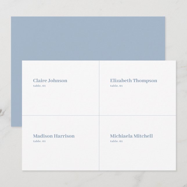 Cartão de Local de Casamento Azul e Branco DIY (Frente/Verso)