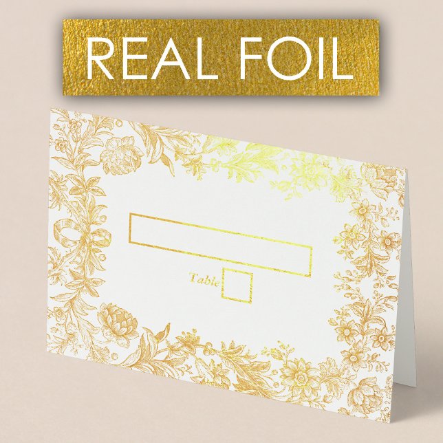 Cartão De Local De Casamento Botânico De Folha De  (Real Gold Foil Floral Botanical Wedding Place Card)