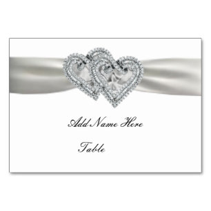 Cartão de Local de Casamento Branco de Corações Pe