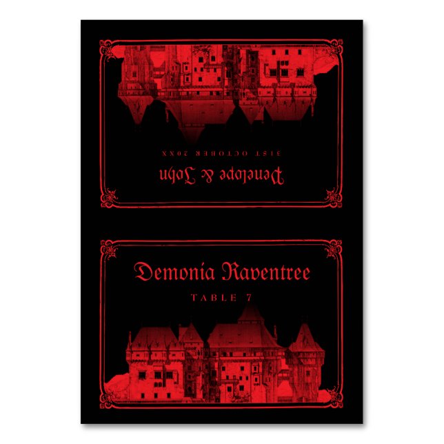 Cartão de Local de Casamento Castelo de Vampiro Gó (Frente)