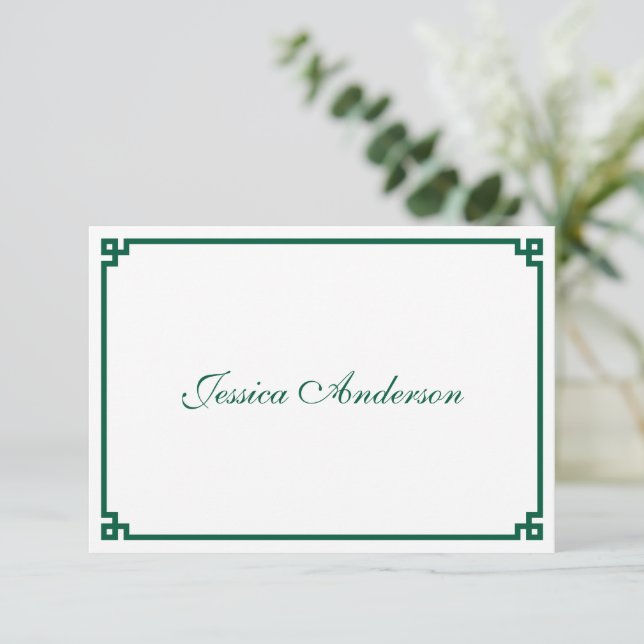 Cartão de Local de Casamento com Borda de Chave Gr (Em pé/Frente)