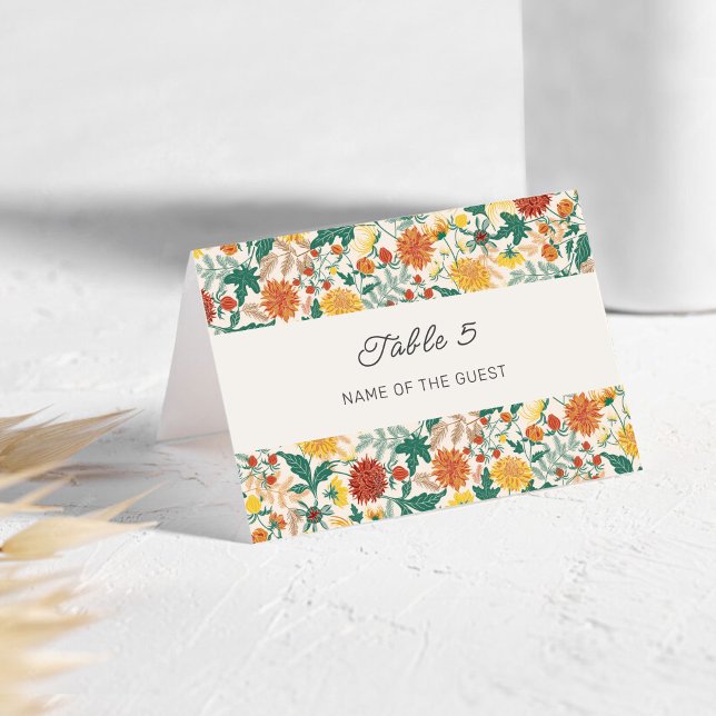 Cartão de Local de Casamento com Flores de Dália d (Criador carregado)