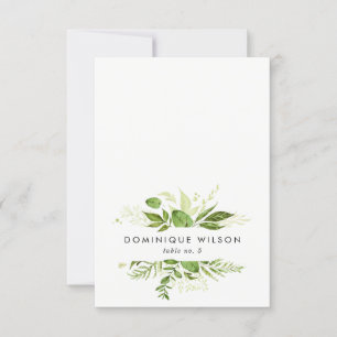 Cartão de Local de Casamento com Folhagem Verde Se