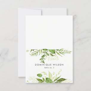 Cartão de Local de Casamento com Folhagem Verde Se