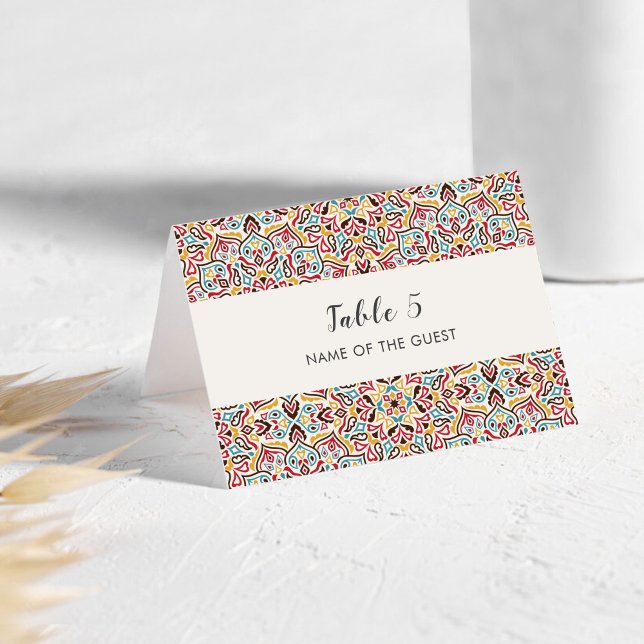 Cartão de Local de Casamento com Mandala Geométric (Criador carregado)