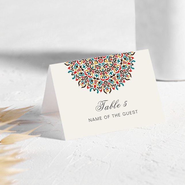 Cartão de Local de Casamento com Mandala Geométric (Criador carregado)