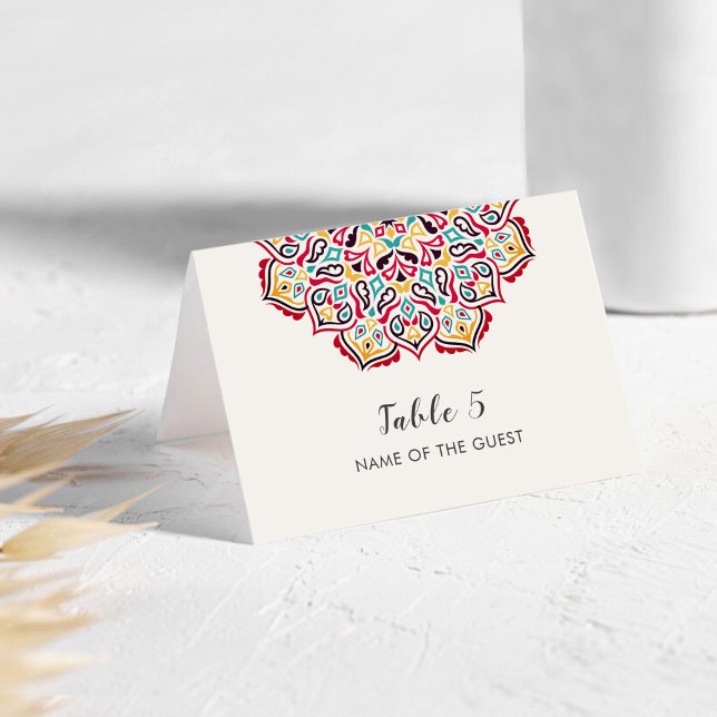 Cartão de Local de Casamento com Mandala Geométric (Criador carregado)