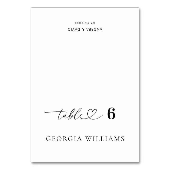 Cartão de Local de Casamento Coração de Nome de Co (Frente)