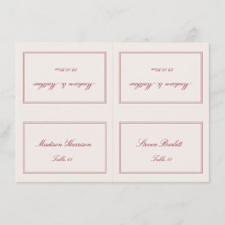 Cartão de Local de Casamento Creme e Bordeaux DIY