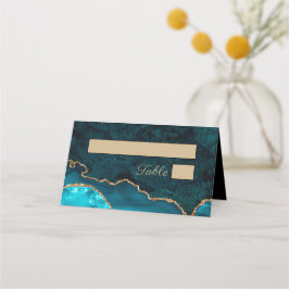 Cartão de Local de Casamento da Agata Teal Turquoi