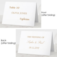 Cartão de Local de Casamento de Beige para Ouros C