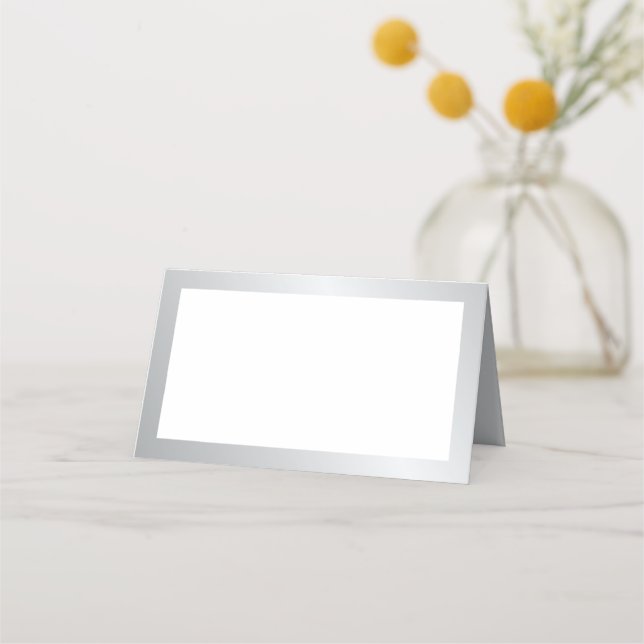 Cartão de Local de Casamento de Prata Elegante vaz (Frente)