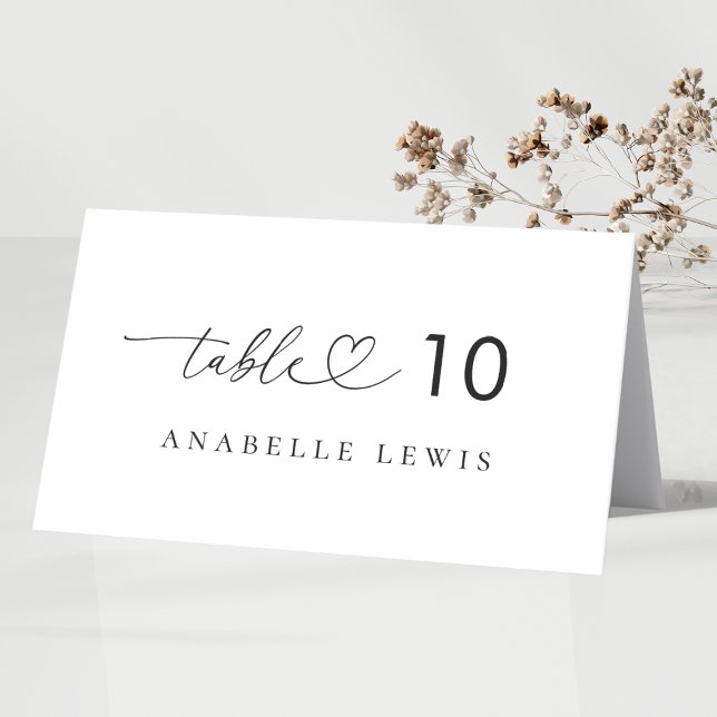 Cartão de Local de Casamento de Script Coração com (Criador carregado)