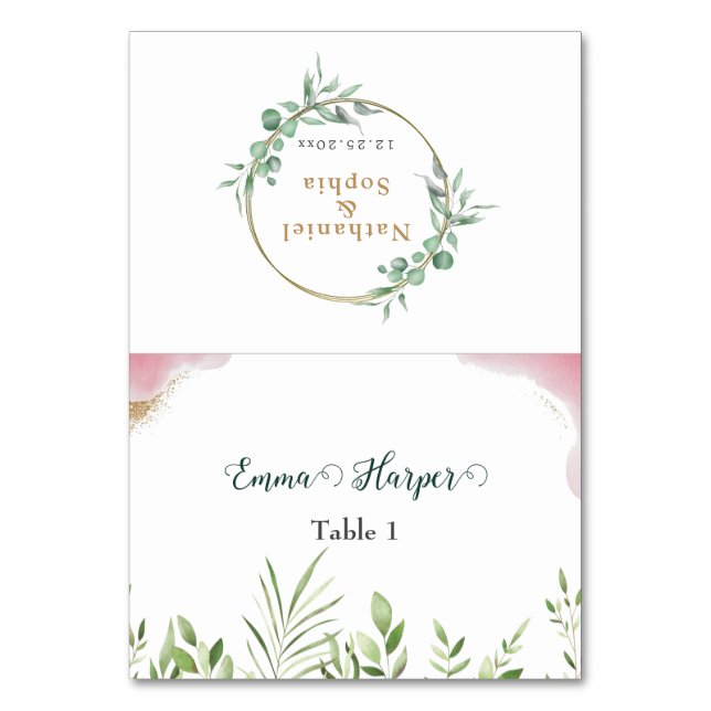 Cartão de Local de Casamento do Convidado Dourado  (Frente)