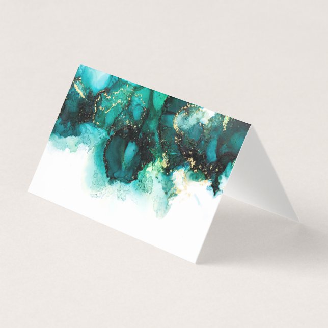 Cartão de Local de Casamento do Tom Emerald Jewel (Frente)