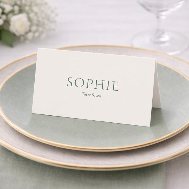 Cartão de Local de Casamento em Verde Sage Minimal (Criador carregado)