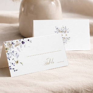 Cartão de Local de Casamento Floral Dourado Branco