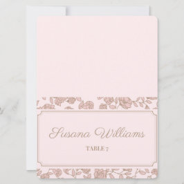 Cartão de Local de Casamento Floral – Elegante Ros