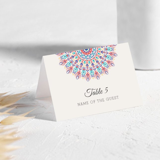 Cartão de Local de Casamento Mandala de Grama Pamp (Criador carregado)