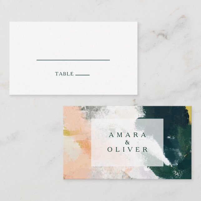Cartão de Local de Casamento Plano Abstrato Colori (Frente/Verso)
