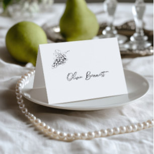 Cartão de Local de Casamento Preto e Branco Desenh