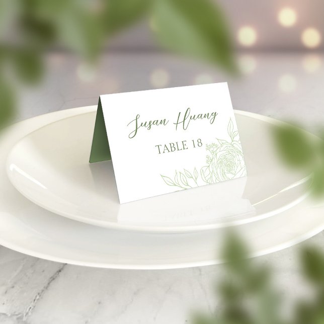 Cartão de Local de Casamento Ranunculus Monograma (FRONT)