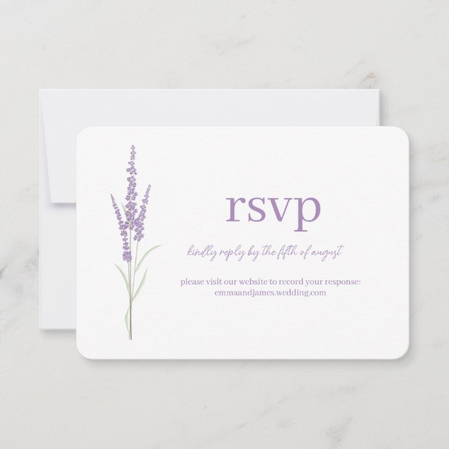 Cartão de Local de Casamento RSVP de Lavanda de Ág (Frente)