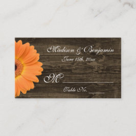 Cartão de Local de Casamento Rustic Wood Orange Ge