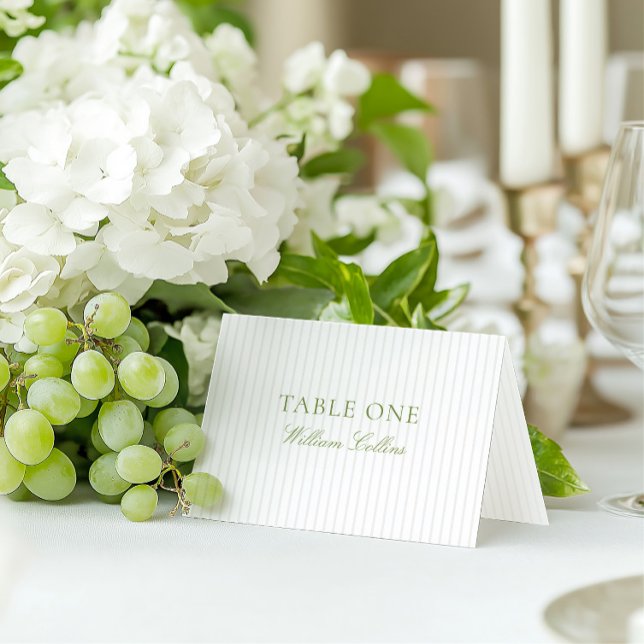 Cartão de Local de Casamento Sofisticado Verde Sag (Elegant Sage Green & Beige Wedding Place Card)