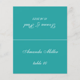 Cartão de Local de Casamento Teal com Nome do Conv