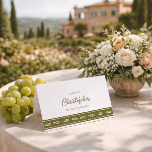 Cartão de Local de Casamento Verde Oliva Tuscano E