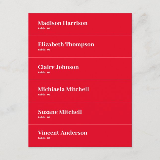 Cartão de Local de Casamento Vermelho Retroativo D (Frente)